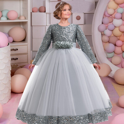 Εφηβικά επίσημα βραδινά φορέματα για κορίτσια Παιδική στολή μακρυμάνικη παγιέτα Χριστουγεννιάτικο φόρεμα γάμου Παιδικό κορίτσι πριγκίπισσα φόρεμα