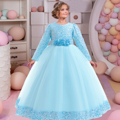 Εφηβικά επίσημα βραδινά φορέματα για κορίτσια Παιδική στολή μακρυμάνικη παγιέτα Χριστουγεννιάτικο φόρεμα γάμου Παιδικό κορίτσι πριγκίπισσα φόρεμα