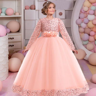 Εφηβικά επίσημα βραδινά φορέματα για κορίτσια Παιδική στολή μακρυμάνικη παγιέτα Χριστουγεννιάτικο φόρεμα γάμου Παιδικό κορίτσι πριγκίπισσα φόρεμα