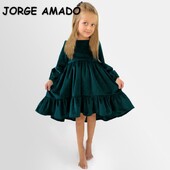 Nauja pavasario rudens vaikiška suknelė mergaitei Lotoso lapų šonuose ilgomis rankovėmis zomšinė suknelė vakarėliui Vaikiški drabužiai princesės suknelės H3332