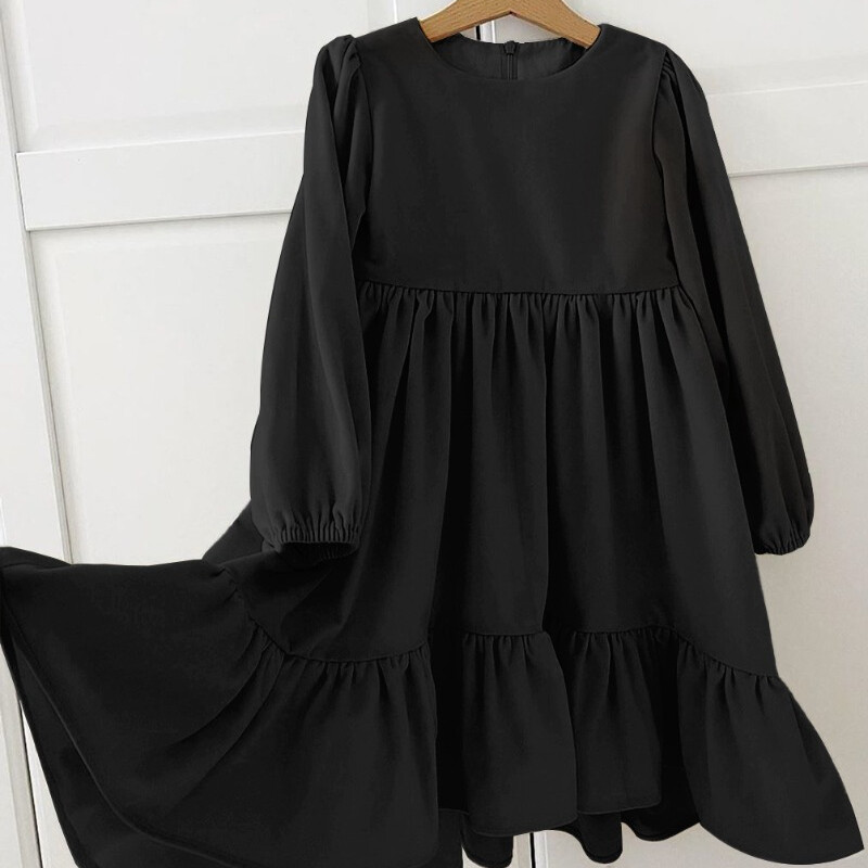 Nauja pavasario rudens vaikiška suknelė mergaitei Lotoso lapų šonuose ilgomis rankovėmis zomšinė suknelė vakarėliui Vaikiški drabužiai princesės suknelės H3332