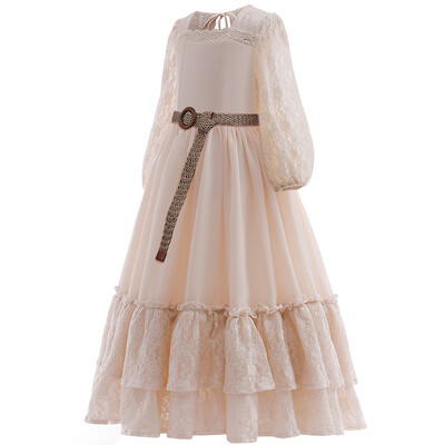 Βρεφικό φόρεμα 2024 Καλοκαιρινή μόδα Δαντέλα Πριγκίπισσα Φορέματα για πάρτι Μακρυμάνικα Λουλούδια Νυφική Στολή Casual Patchwork Μακρύ Φόρεμα