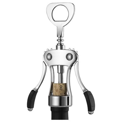 Bornyitó, cinkötvözet borosüvegnyitó, nagy teherbírású szárnyas dugóhúzó, kézi többfunkciós parafacsavar pincérhez, ezüst