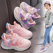 Момичета Детски двойни мрежести спортни обувки Пролет Есен Нов стил Удобни ежедневни обувки Детски меко дъно за бягане