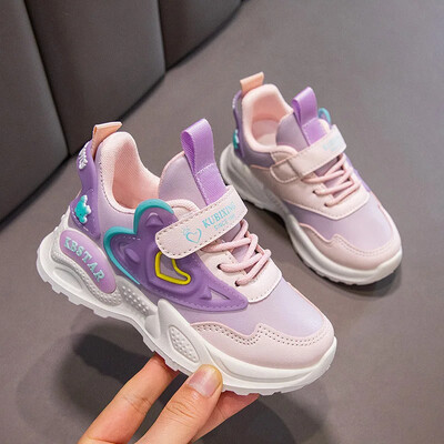 Момичета Детски двойни мрежести спортни обувки Пролет Есен Нов стил Удобни ежедневни обувки Детски меко дъно за бягане