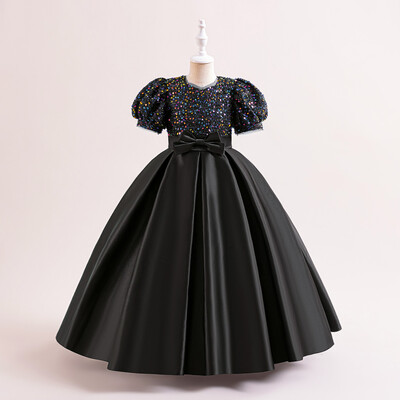 Sequin Κομψά Παιδικά Φορέματα για Κορίτσια Παιδιά Πράσινη Χριστουγεννιάτικη Νυφική Φόρεμα Γενεθλίων Φιόγκος Κορίτσι Πριγκίπισσα Βραδινό Φόρεμα 4-14Y