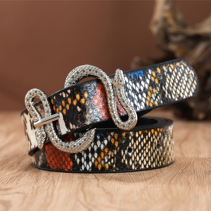 Čūskas sprādzes sprādze, sieviešu modes tendence, džinsu raksta dekoratīvā josta