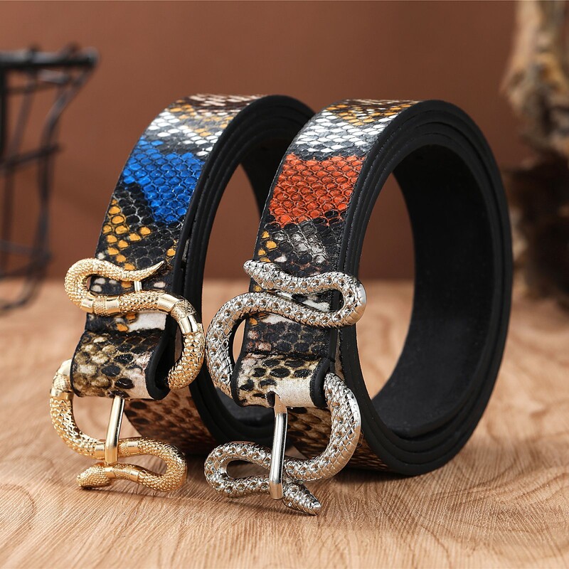 Čūskas sprādzes sprādze, sieviešu modes tendence, džinsu raksta dekoratīvā josta