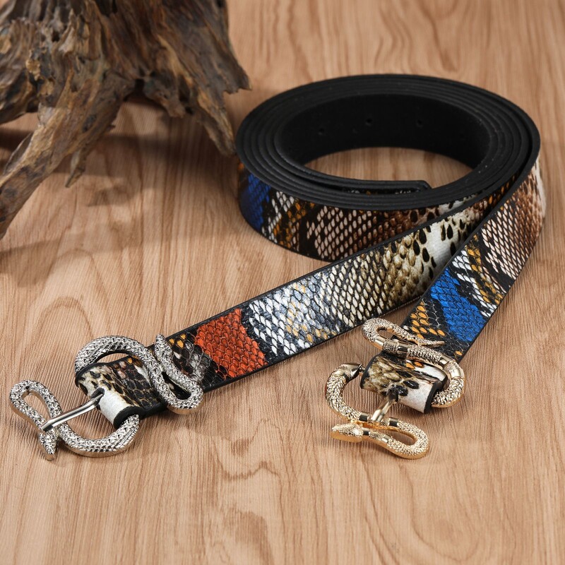 Čūskas sprādzes sprādze, sieviešu modes tendence, džinsu raksta dekoratīvā josta