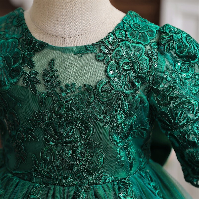 Mažiems vaikams skirta 1-ojo gimtadienio krikštynų vakarėlio suknelė mergaitei princesei, prabangus siuvinėjimo kostiumas be nugarų, vestuvinės suknelės kūdikiams