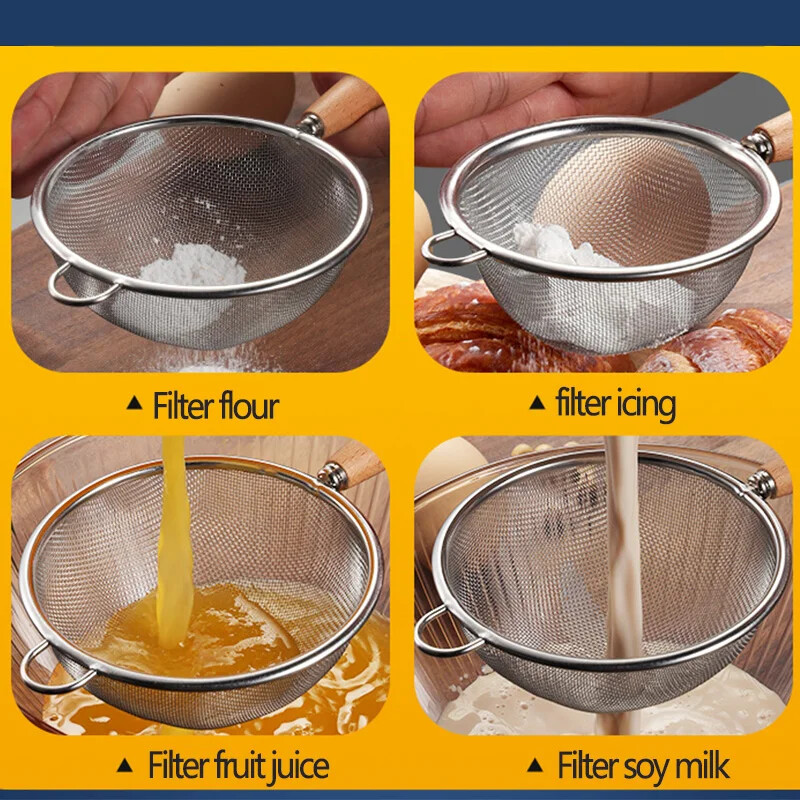 1db rozsdamentes acél kis szivárgó kanál szójatejlé teatörmelék szűrő szita Többfunkciós sütőeszközök lisztszita