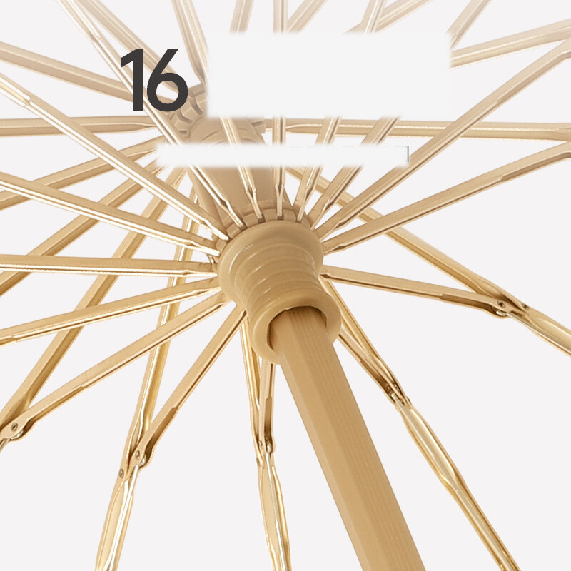 16 bones trīskāršs vienkrāsains saulessargs masīvkoka rokturis, mazs, svaigs lietus un spīduma lietussargs