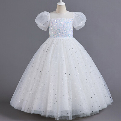 Επίσημο βραδινό φόρεμα για πάρτι γενεθλίων για πάρτι γενεθλίων με παγιέτες, φουσκωτά μανίκια