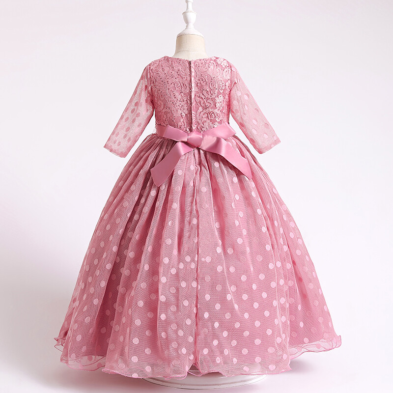 Φόρεμα με μισό μανίκι φθινόπωρο/χειμώνα 4-14Y Παγιέτες με λουλούδια για κορίτσια Φορέματα πριγκίπισσας Φόρεμα χορού γάμου για κορίτσια X209