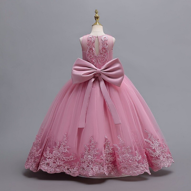 2024-es új 4-12 éves köntös hercegnő ruha viráglány esküvői ruha Divatos parti ruha csipkehálós elegáns lányruházat