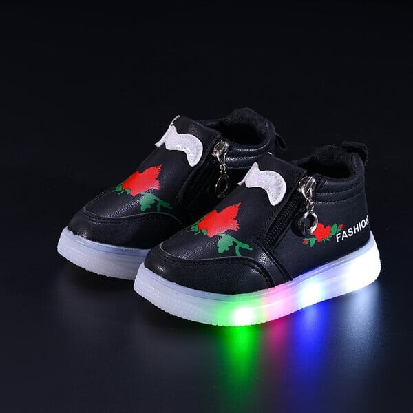 Bērnu spīdīgas gaismas kedas meitenēm ikdienas apavi Bērnu mirdzoši gaiši apavi meitenēm modes LED apgaismojuma kedas bērniem gaiši apavi