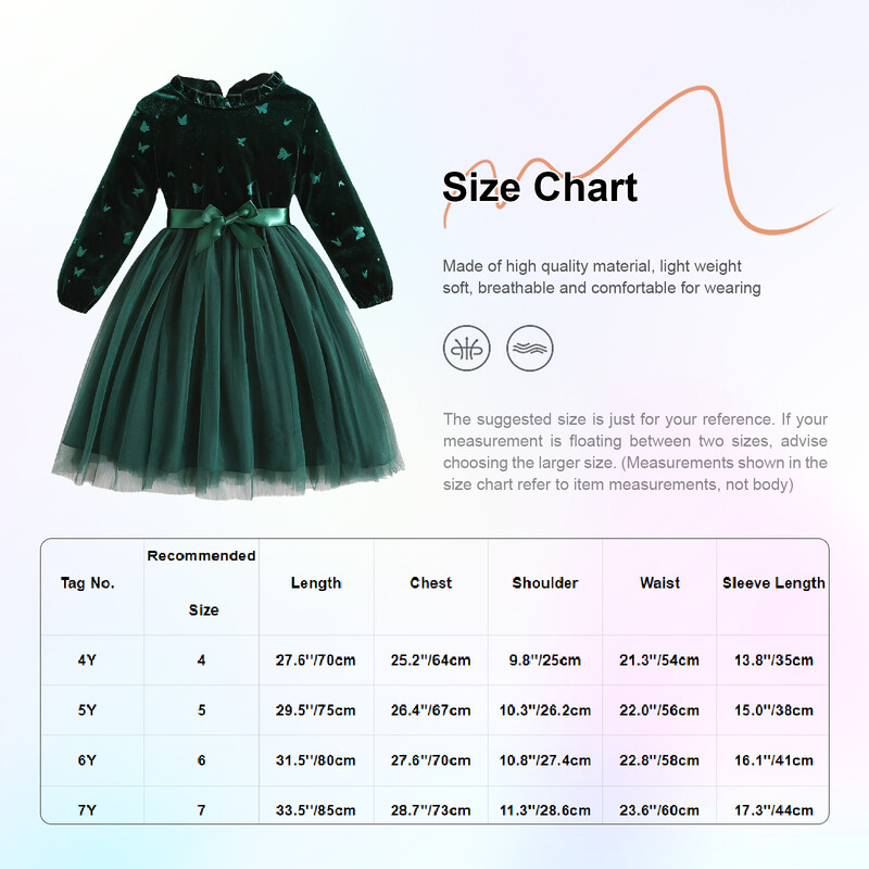 Copii Fete Rochie de Crăciun cu mânecă lungă cu imprimeu fluture Tutu din plasă Petrecere Anul Nou Zi de naștere Nuntă Bal Seara Rochie de prințesă