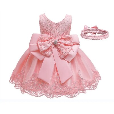 Βαπτιστικό φόρεμα πριγκίπισσας για κορίτσια για 4-8 ετών νήπιο κορίτσι με κεντημένα κομψά Vestidos με κεφαλόδεσμο Παιδικό γαμήλιο επίσημο φόρεμα