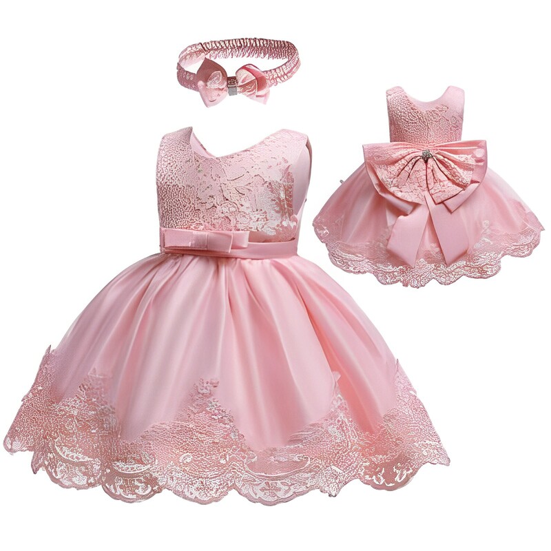 Βαπτιστικό φόρεμα πριγκίπισσας για κορίτσια για 4-8 ετών νήπιο κορίτσι με κεντημένα κομψά Vestidos με κεφαλόδεσμο Παιδικό γαμήλιο επίσημο φόρεμα