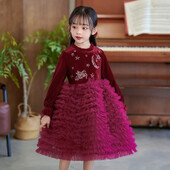 Μόδα Φορέματα κοριτσιών λουλουδιών για γάμους Δαντέλα με μακρυμάνικο φόρεμα για πάρτι για κορίτσια Sprint Φθινοπωρινά παιδικά φορέματα για κορίτσια 2-8 ετών