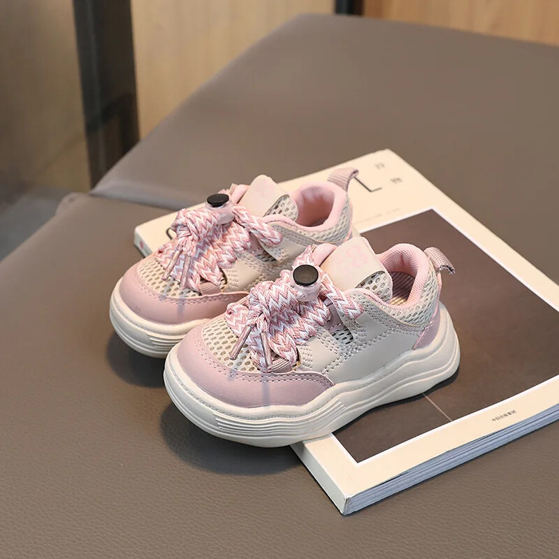 2024 m. nauji mergaičių sportbačiai vaikiški berniukų tinkliniai kvėpuojantys vaikiški batai kūdikiams mergaičių sportbačiai plokščiapadžiai avalynė lauko sportbačiai