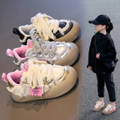 Παπούτσια για κορίτσια Φθινοπωρινή χειμερινή μόδα PU Δερμάτινα ζεστά βαμβακερά παπούτσια με κορδόνια Παιδικά αθλητικά παπούτσια με μαλακή σόλα Ευέλικτα αντιολισθητικά παπούτσια για πατίνια