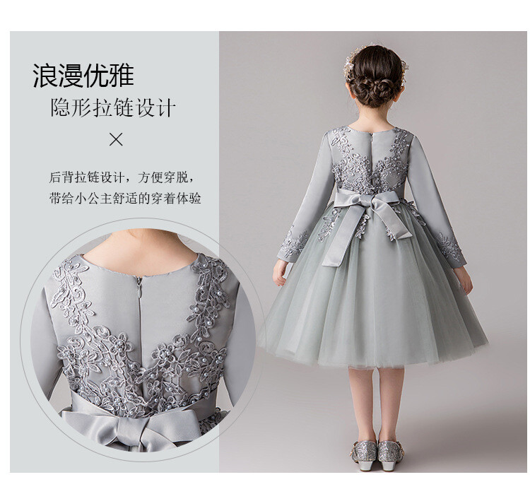 Piros Kék tavaszi fehér hosszú ujjú hercegnő koszorúslány ruha lányoknak virágparti esküvői 6 7 8 9 10 12 éves gyerek babaruhák