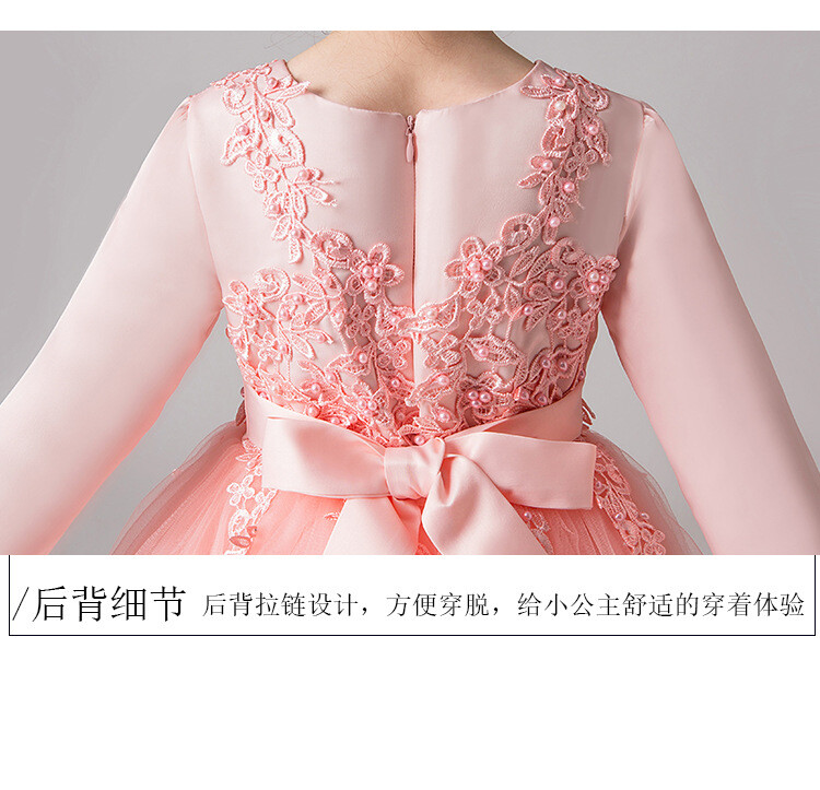 Piros Kék tavaszi fehér hosszú ujjú hercegnő koszorúslány ruha lányoknak virágparti esküvői 6 7 8 9 10 12 éves gyerek babaruhák