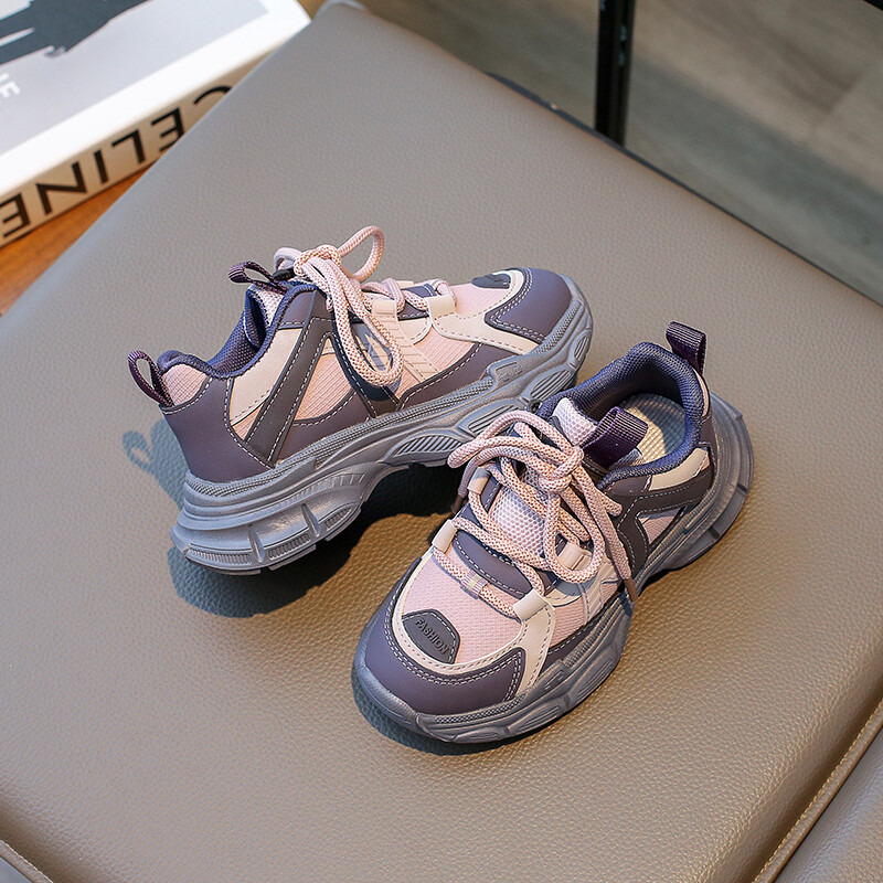 Neklizajuće i amortizirajuće cipele za dječake, ležerne cipele Ljubičasto/crne, proljetne i jesenske PU tenisice za dječake Sandalias De Mujer