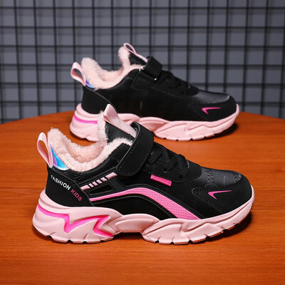 Modne dječje pamučne cipele, zima 2024., novi stil, topla kožna podstava od flisa, vodootporna sportska obuća za djevojčice