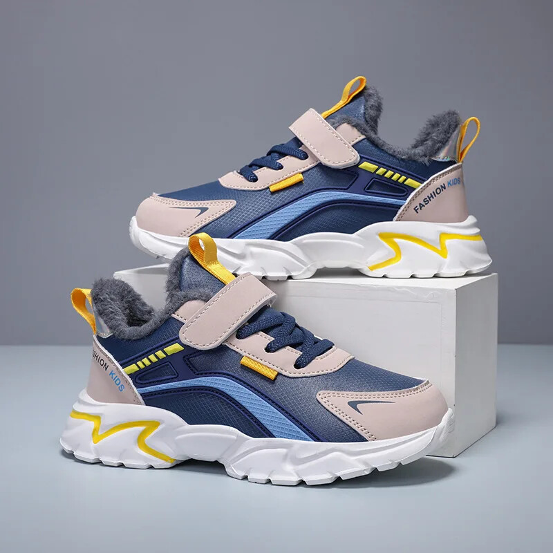 Modne dječje pamučne cipele, zima 2024., novi stil, topla kožna podstava od flisa, vodootporna sportska obuća za djevojčice