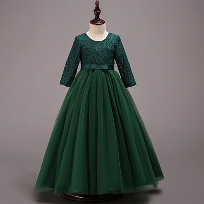 Augstas kvalitātes sarkana, gara puķu kleita meitenēm 4 6 8 10 12 14 16 gadus veci Ziemassvētku apģērbi OKF204001