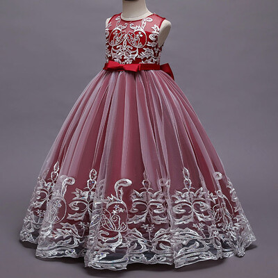 Modne cvjećarice za vjenčanja Večernje haljine bez rukava od čipke Mrežaste ljetne dječje haljine za djevojčice 4-10 godina