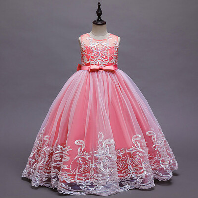 Modne cvjećarice za vjenčanja Večernje haljine bez rukava od čipke Mrežaste ljetne dječje haljine za djevojčice 4-10 godina