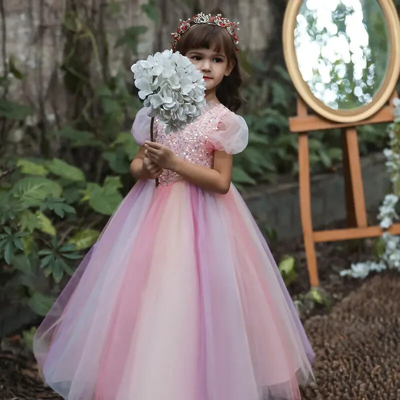 Divatos lányruhák partira és esküvőre Csipke rövid ujjú estélyi ruhák Nyári gyerek lányos buliruha 4-14 éves korig