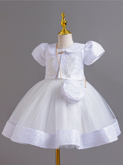 Κοριτσίστικο φόρεμα λουλούδι παιδικό φόρεμα πριγκίπισσας τριών τεμαχίων γενεθλίων σκηνή πλέγμα λουλουδιών φόρεμα pompadour κοστούμι R181