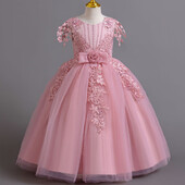 AmyStylish Little Big Girls siuvinėtas lankelis, vestuvės, gėlės, mergaitės gimtadienio vakarėlis, iškilminga suknelė AC135