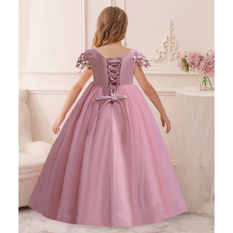 AmyStylish Little Big Girls siuvinėtas lankelis, vestuvės, gėlės, mergaitės gimtadienio vakarėlis, iškilminga suknelė AC135