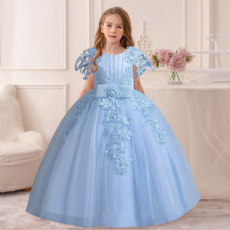 AmyStylish Little Big Girls siuvinėtas lankelis, vestuvės, gėlės, mergaitės gimtadienio vakarėlis, iškilminga suknelė AC135