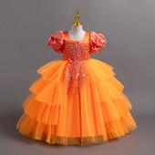 Φόρεμα σιφόν για κορίτσια Φόρεμα πριγκίπισσας παπιγιόν Παιδικό λουλούδι ρετρό φόρεμα πόντσο αποκριάτικο φόρεμα απόδοσης