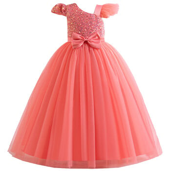 Little Big Girls One Shoulder Sequined Flower Girl Φόρεμα για πάρτι γενεθλίων τελετής αποφοίτησης