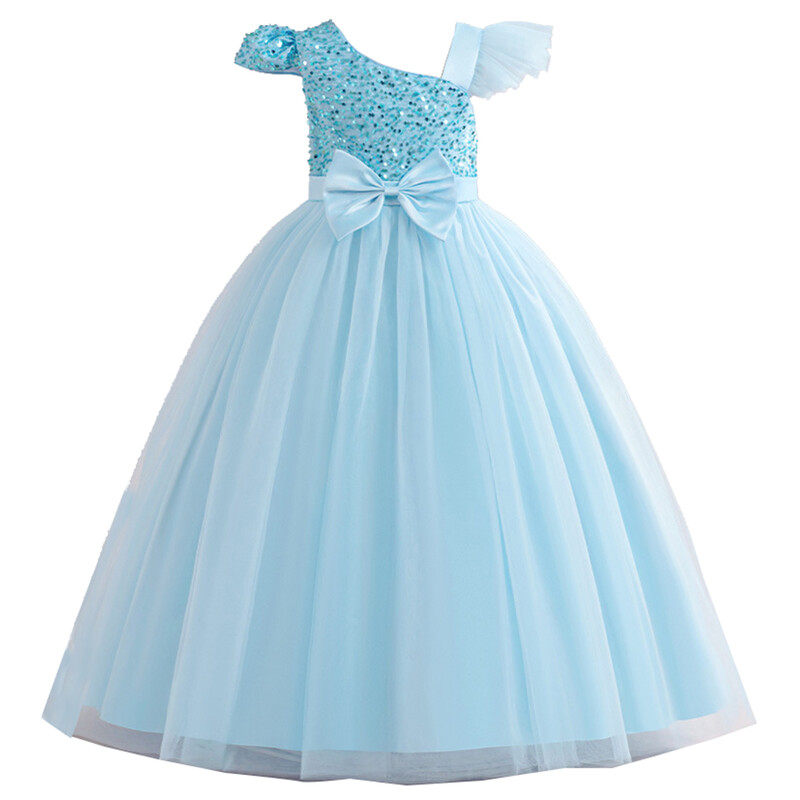 Rođendanska haljina za diplomiranje na jedno rame za male velike djevojčice sa šljokicama u obliku cvijeća