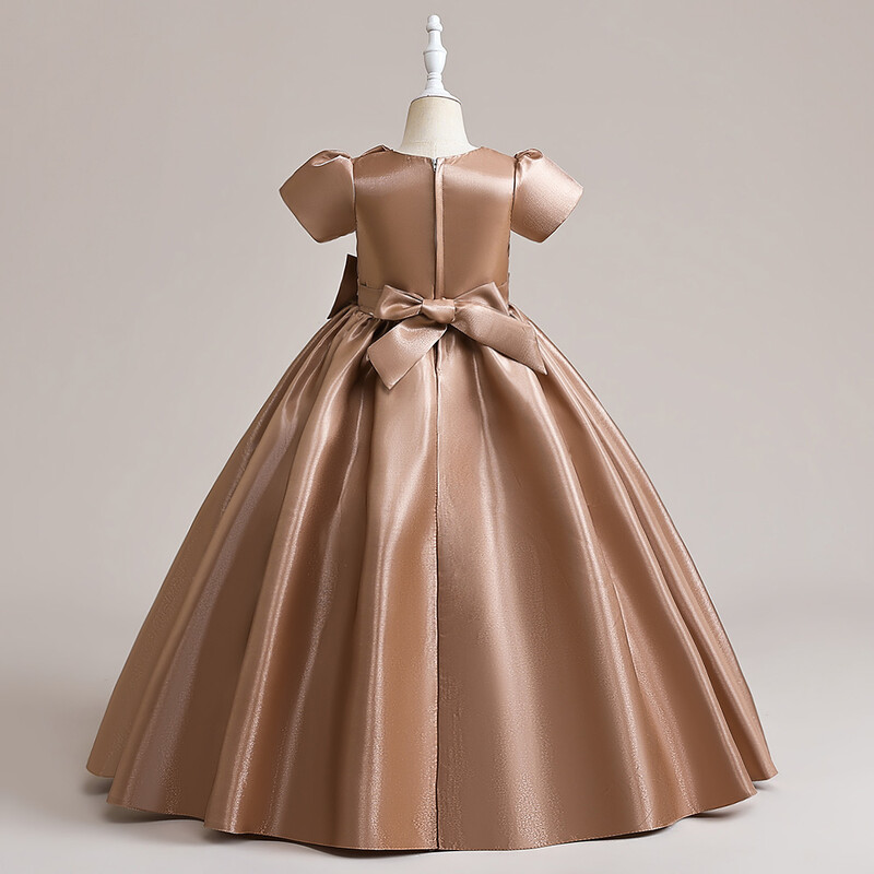 Djevojčice, cvjetne haljine kratkih rukava za vjenčanja, dječja svečana rođendanska zabava Odjeća za princeze, dječje večernje haljine sa satenskom mašnom