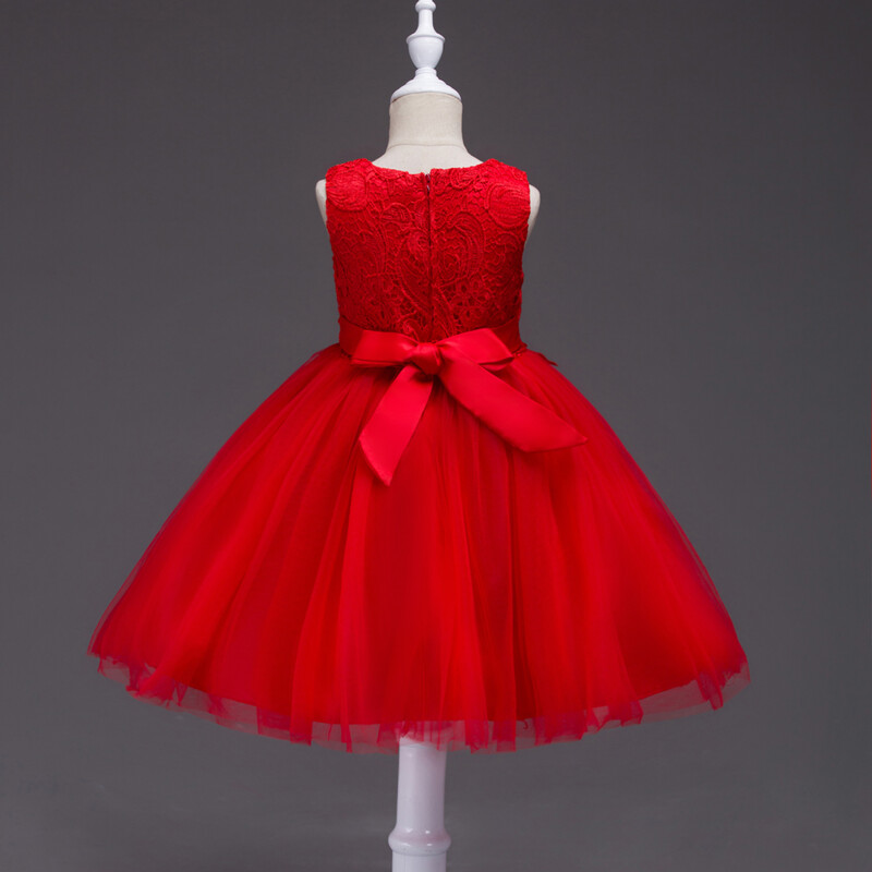 Φθινόπωρο και χειμερινό παιδικό φόρεμα πριγκίπισσας παιδικό κεντητό αμάνικο λουλούδι κοριτσίστικη φούστα