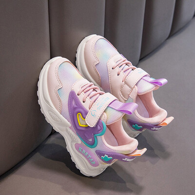 Mergaičių sportiniai bateliai Vaikiški bėgimo bateliai Rožinis kvėpuojantis oro tinklelis Heart Sweet sportbačiai Mieli kabliukai ir kilpiniai vaikiški laisvalaikio batai