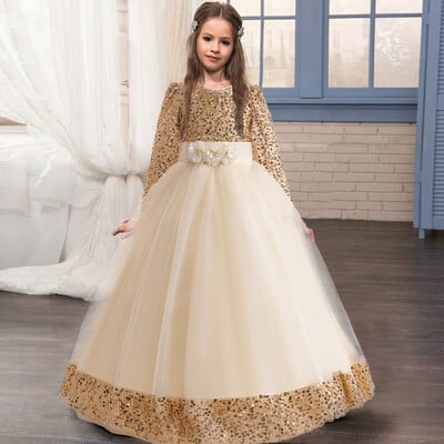 Kalėdinė suknelė vaikams mergaičių vakarėlis vakarėlis vakaro drabužiai vaikams ilgomis rankovėmis Princesės paauglės vestuvių kostiumas Vestidos