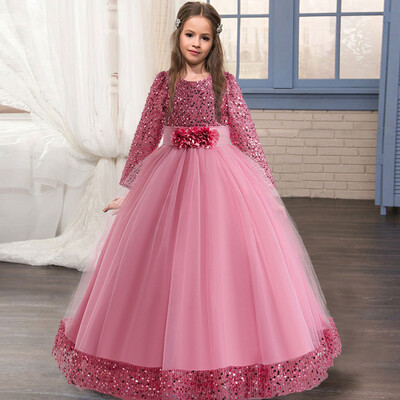 Kalėdinė suknelė vaikams mergaičių vakarėlis vakarėlis vakaro drabužiai vaikams ilgomis rankovėmis Princesės paauglės vestuvių kostiumas Vestidos