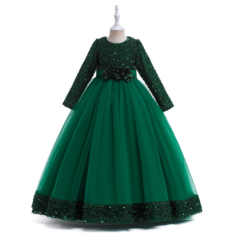 Kalėdinė suknelė vaikams mergaičių vakarėlis vakarėlis vakaro drabužiai vaikams ilgomis rankovėmis Princesės paauglės vestuvių kostiumas Vestidos