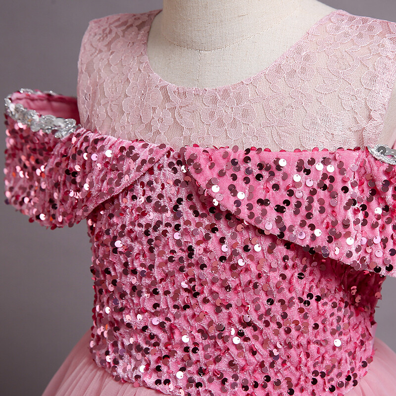 Flitteres vállruha 4-14Y Lánybuli gyerek szülinapi báli ruhák Elegáns hálós gyerek hercegnőruhák R152