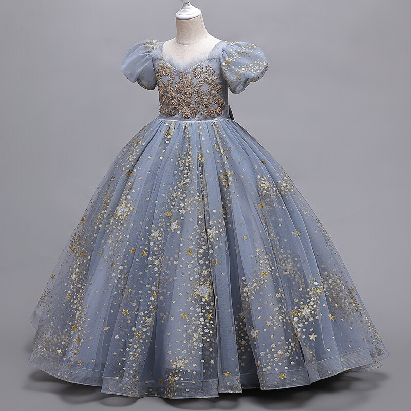 8905 Lányok virágos esküvői ruha, hosszú ujjatlan nyári hercegnő szivárvány házigazda ajándék-előadás program